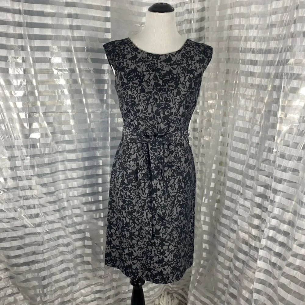 Banana Republic Gray Black Abstract Linen Blend Sheath Dress - Picture 2 of 6